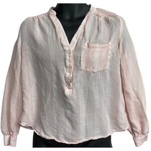 HM Sheer Blouse Womens Size 6 Light Pink Textured Long Sleeve Minimalist Office